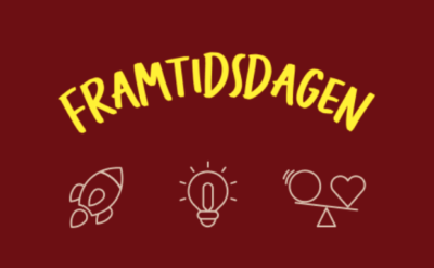 Bild som symboliserar framtidsdagen med Innovitaskolans tre symboler, raket, glödlampa och våg.